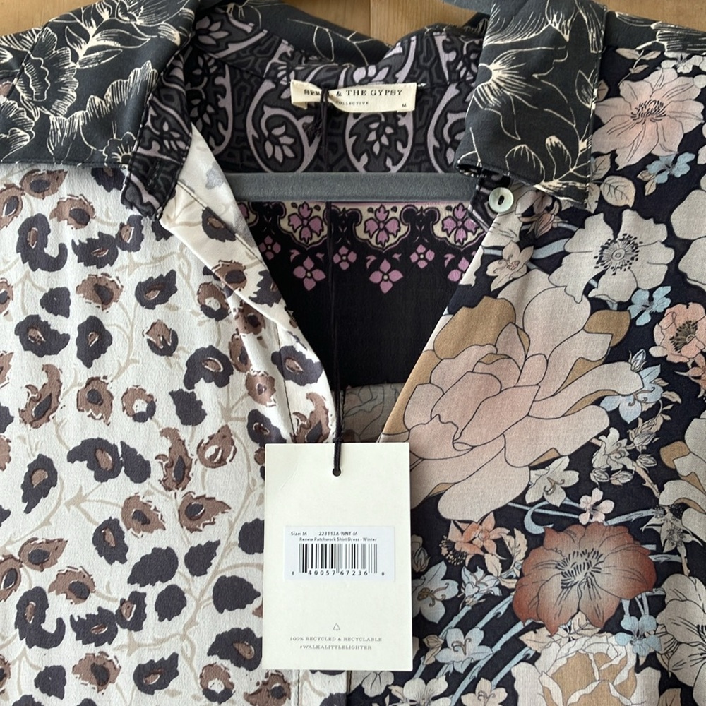 Spell RENEW PATCHWORK SHIRT DRESS medium NWT - Picture 13 of 16